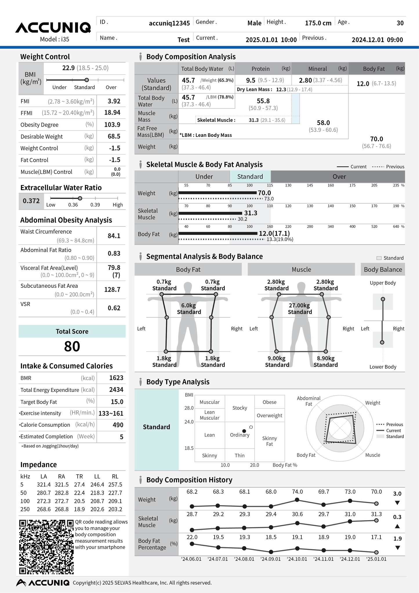 Accuniq Body Composition Analyser I35 - Lichaamsanalyse weegschaal
